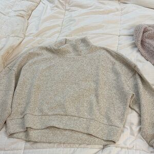 Aerie Soft Heathered Beige Turtleneck Sweater